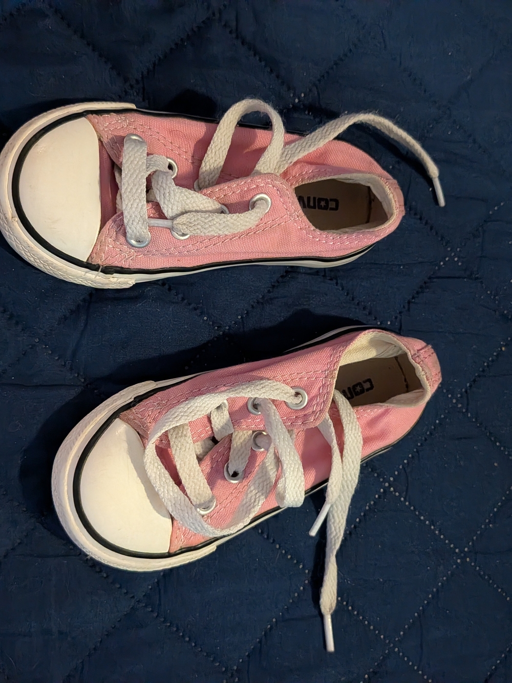 Converse Pink Canvas Kids Low-Top Sneakers with White Laces